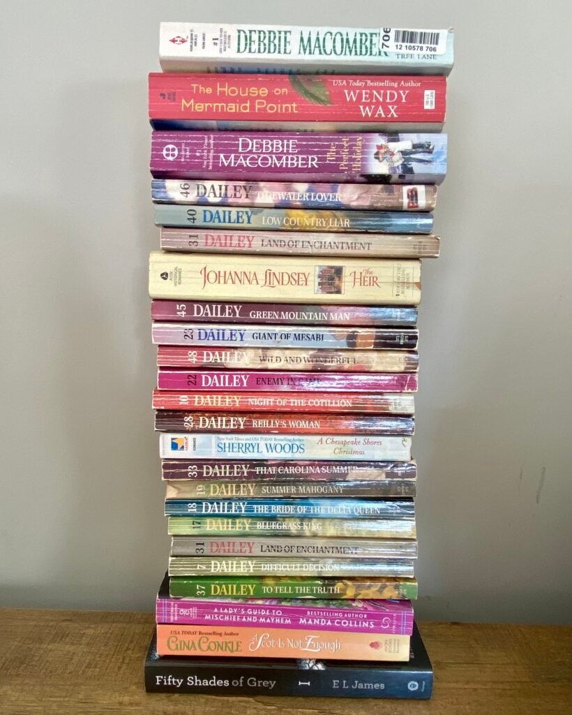 A stack of books discovered by Nicole on our recent book hunting adventure.