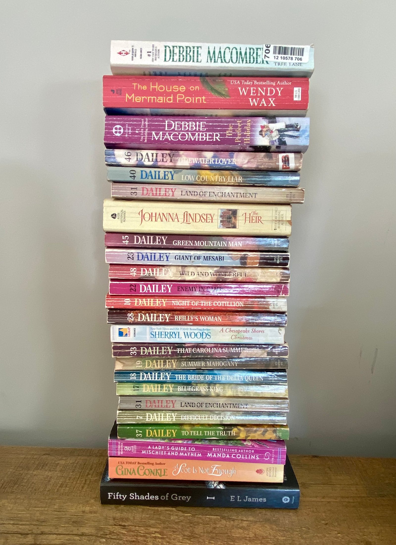 A stack of books discovered by Nicole on our recent book hunting adventure.