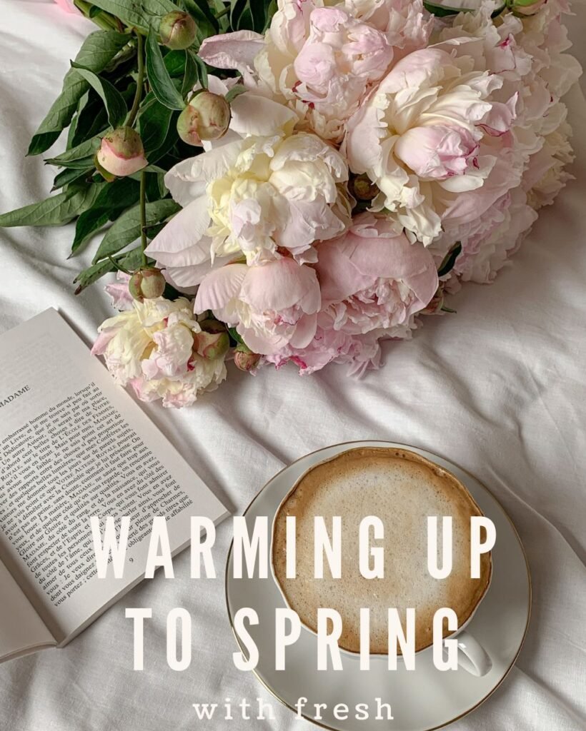 Warming Up to Spring with Fresh Romance novels with flowers, a book and a latte.