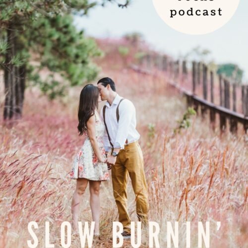 Slow Burnin' Love Blog Art with a couple kissing in a field.