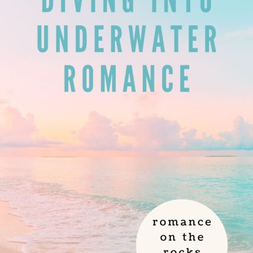 Diving into Underwater Romance Blog Cover art with a pink and aqua colored beach scene