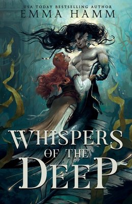 Whispers of the Deep by Emma Hamm book cover with a human woman underwater with a male undine