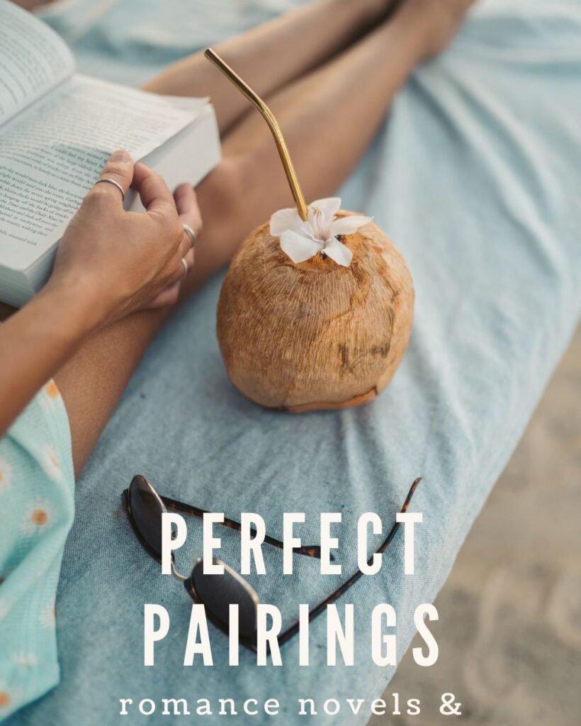 Perfect Pairings: romance novels & coordinating cocktails Pinterest blog cover art