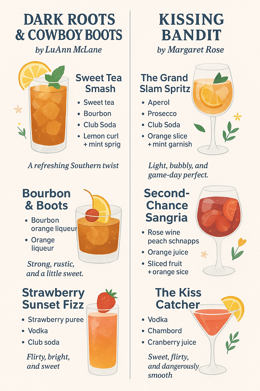 Book and Cocktail Pairings Menu Graphic for the Episode